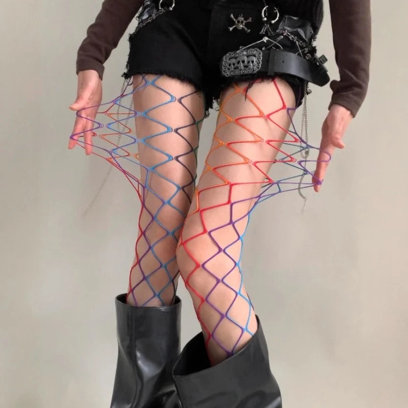 Rainbow Mesh Nylon Elastane Fishnet Tights - 7