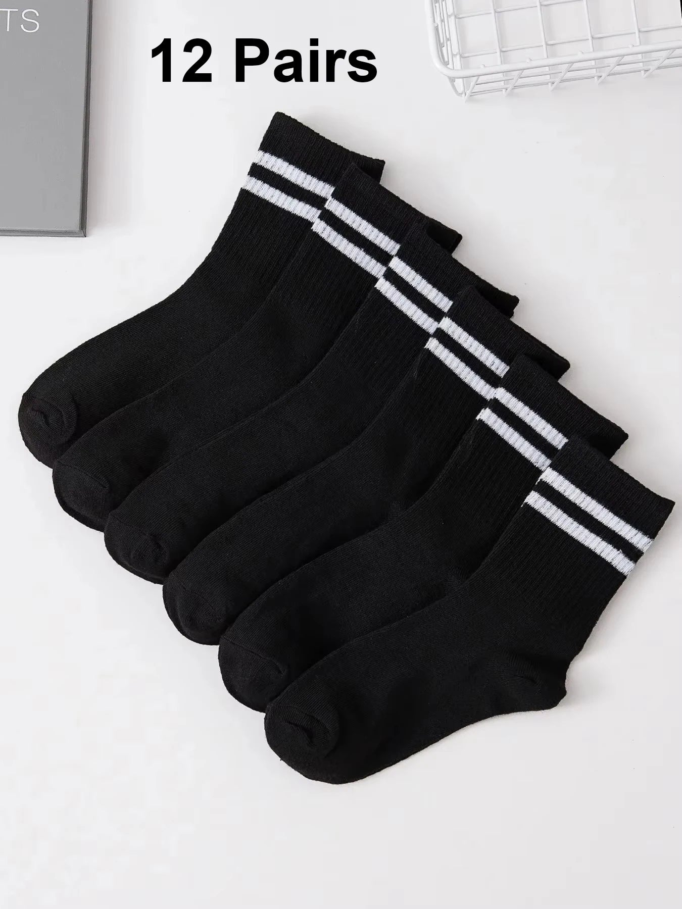 Polyester Elastane Crew Socks Set - 18