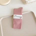Cotton Blend Ribbed Crew Socks for Women