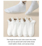 Polyester Elastane Teddy Bear Print Casual Ankle Socks for Women