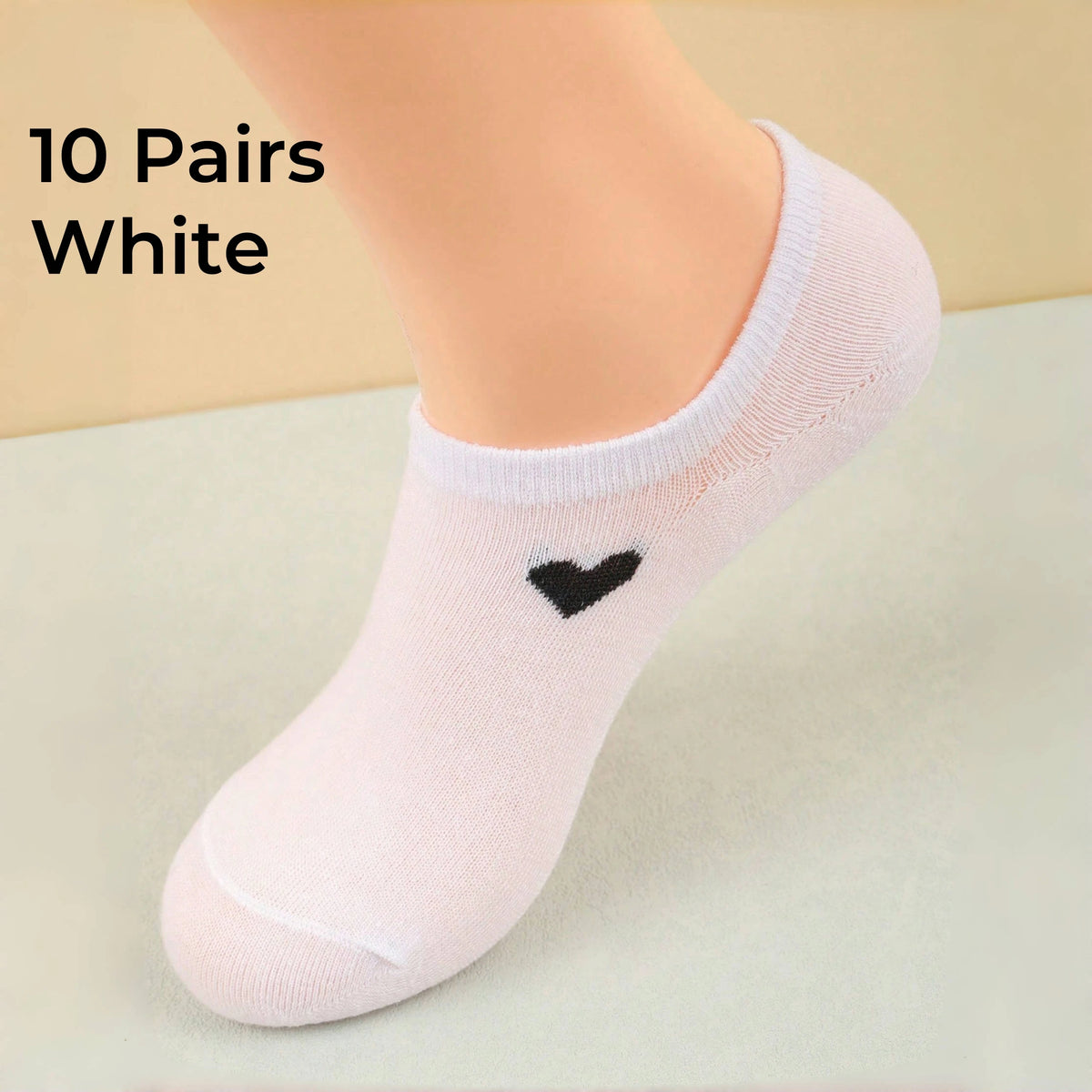 Polyester Elastane Low Cut No Show Heart Pattern Socks