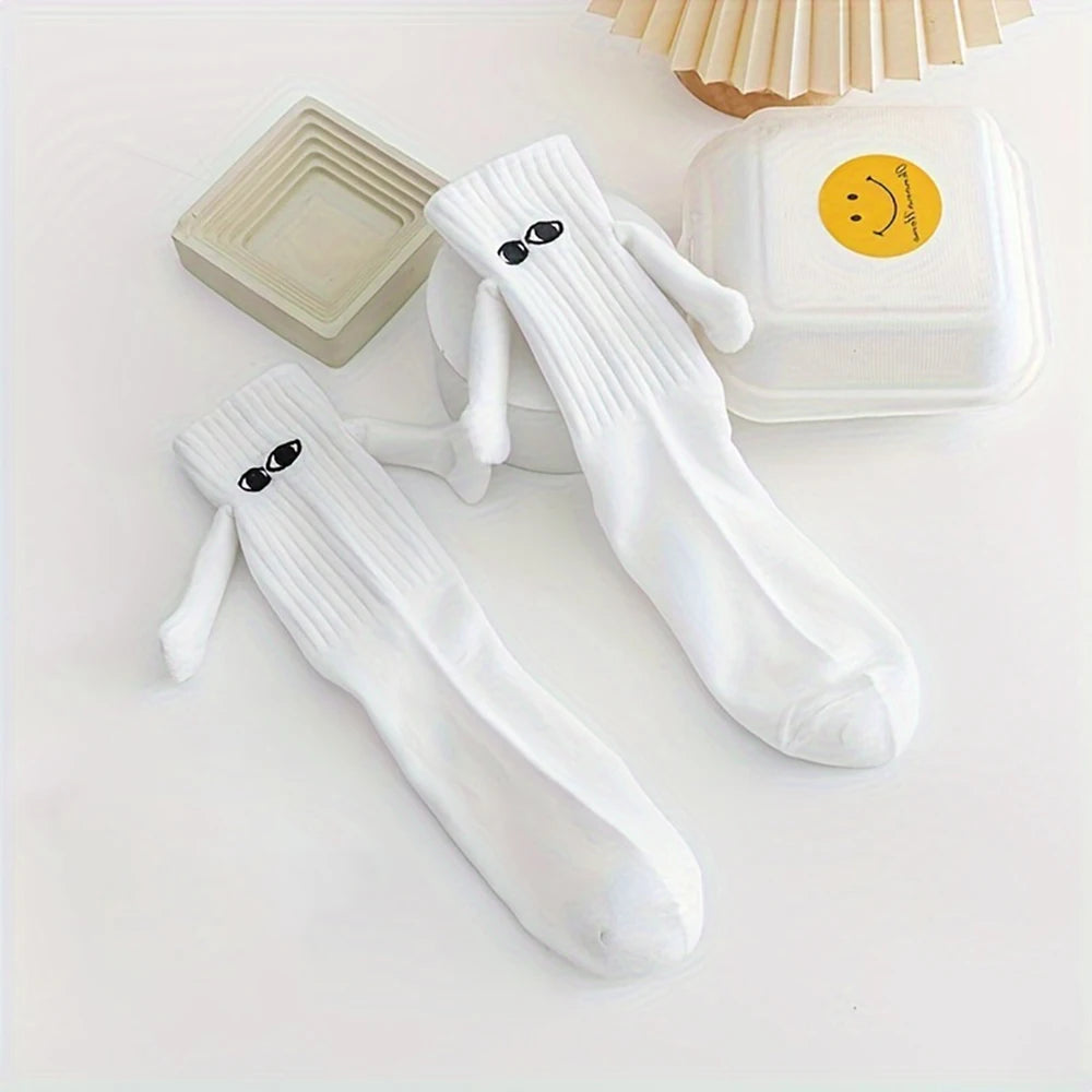 Magnetic Cartoon Eye Mid Tube Couple Socks - 4