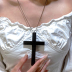 Wood Cross Pendant Necklace Unisex Accessory