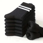 Polyester Blend Striped Mid Tube Crew Socks
