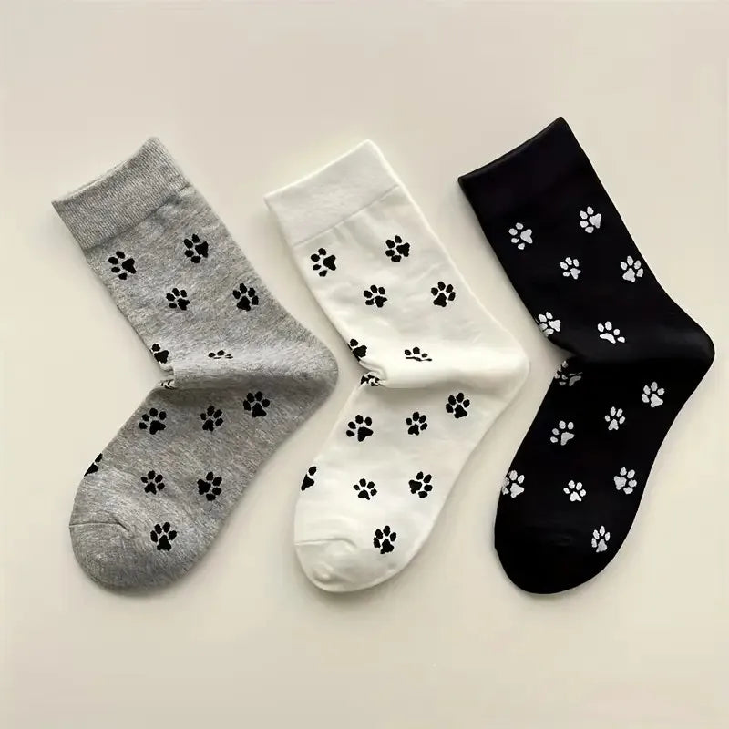 Polyester Elastane Cartoon Pattern Crew Socks for Women