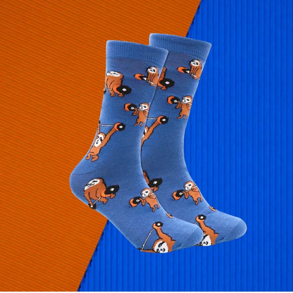 Cotton Blend Mid Calf Sloth Pattern Unisex Socks