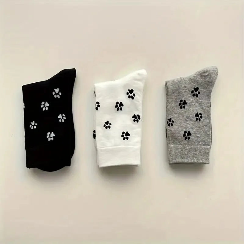 Polyester Elastane Cartoon Pattern Crew Socks for Women