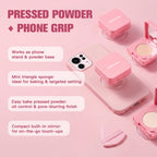 Pressed Powder Face Setting Compact With Integrated Phone Grip