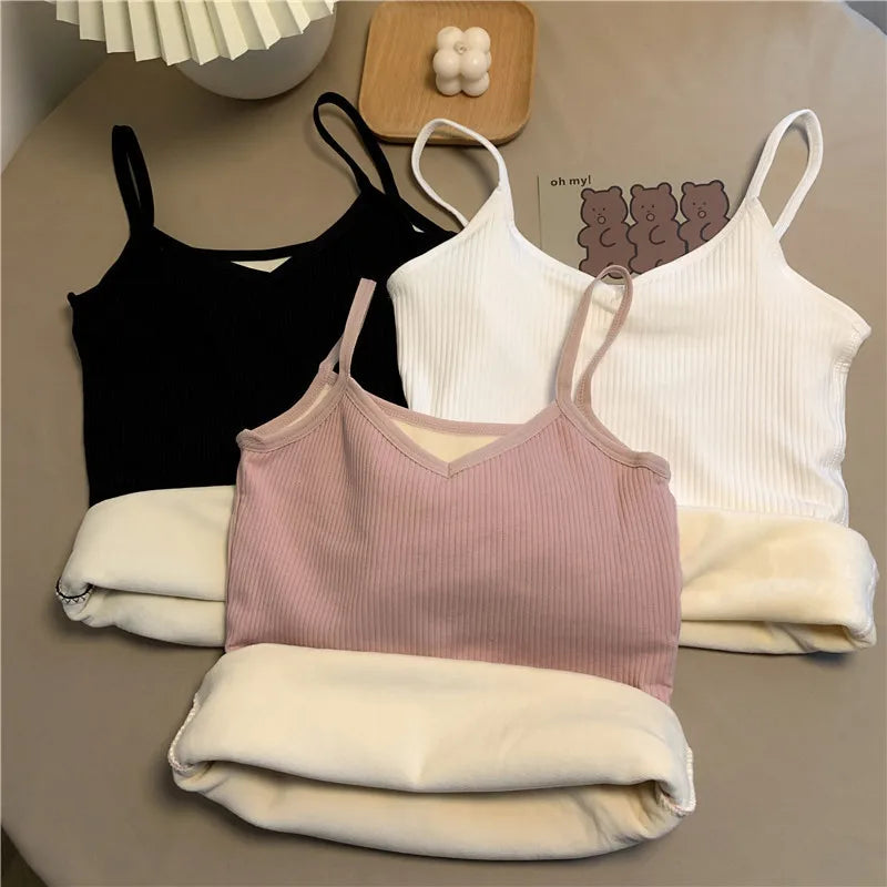 Nylon Fleece Lined Thermal Camisole Tank Top