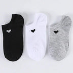 Polyester Elastane Low Cut Casual Heart Print Women Socks