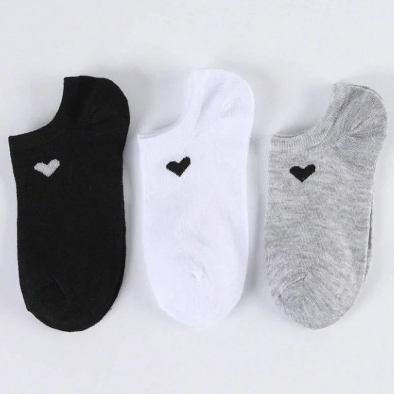 Polyester Elastane Low Cut Casual Heart Print Women Socks