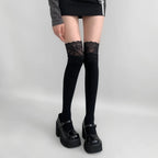 Polyester Elastane Lace Knee High Stockings