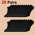 Polyester Elastane Low Cut Ankle Socks 20 Pair Pack