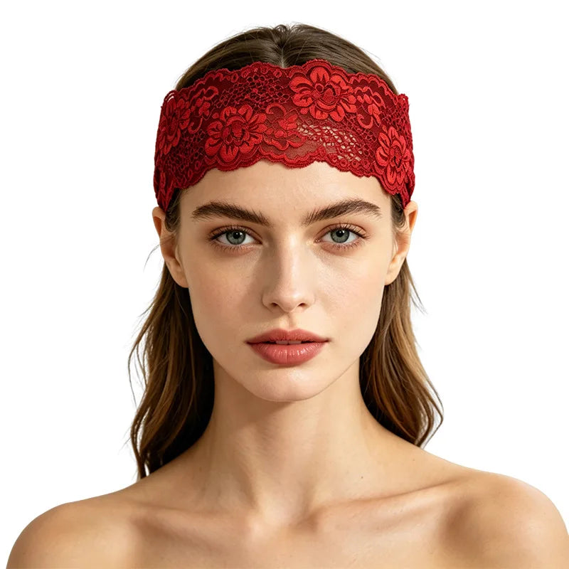 Floral Lace Elastic Headband for Women