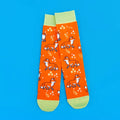 Fox Pattern Cotton Blend Crew Socks