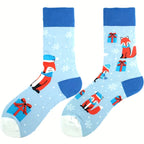 Cotton Blend Mid Calf Fox Pattern Casual Socks
