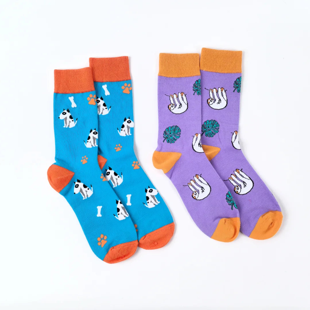 Cotton Blend Animal Print Crew Socks Unisex