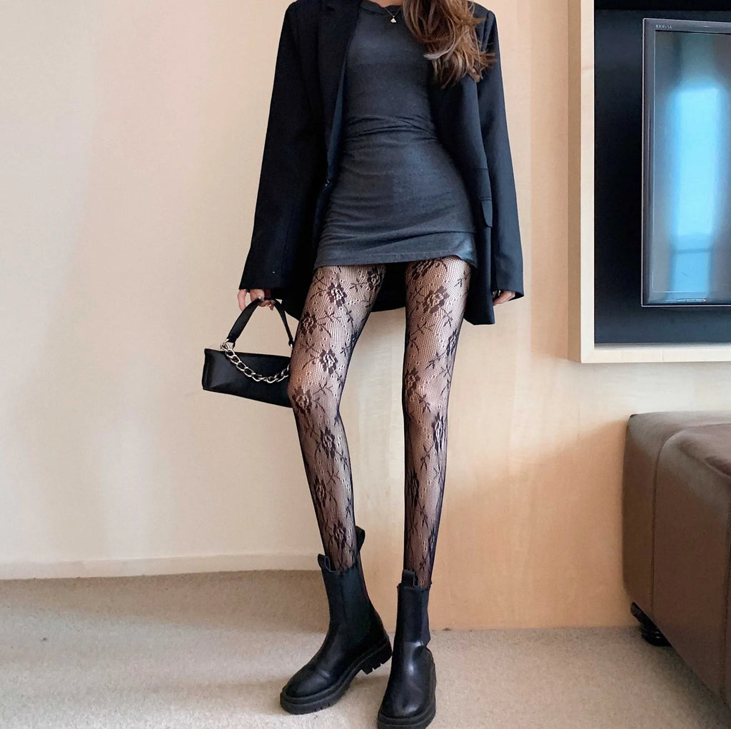 Floral Lace Over The Knee Stockings