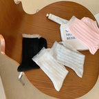 4 Pairs Polyester Elastane Lace Edge Mid Tube Socks
