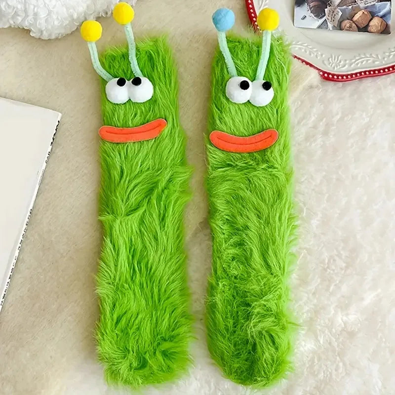 Polyester Elastane Cartoon Plush Socks