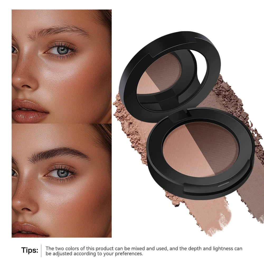 Dual Shade Eyebrow Powder Palette with Application Brush - 3