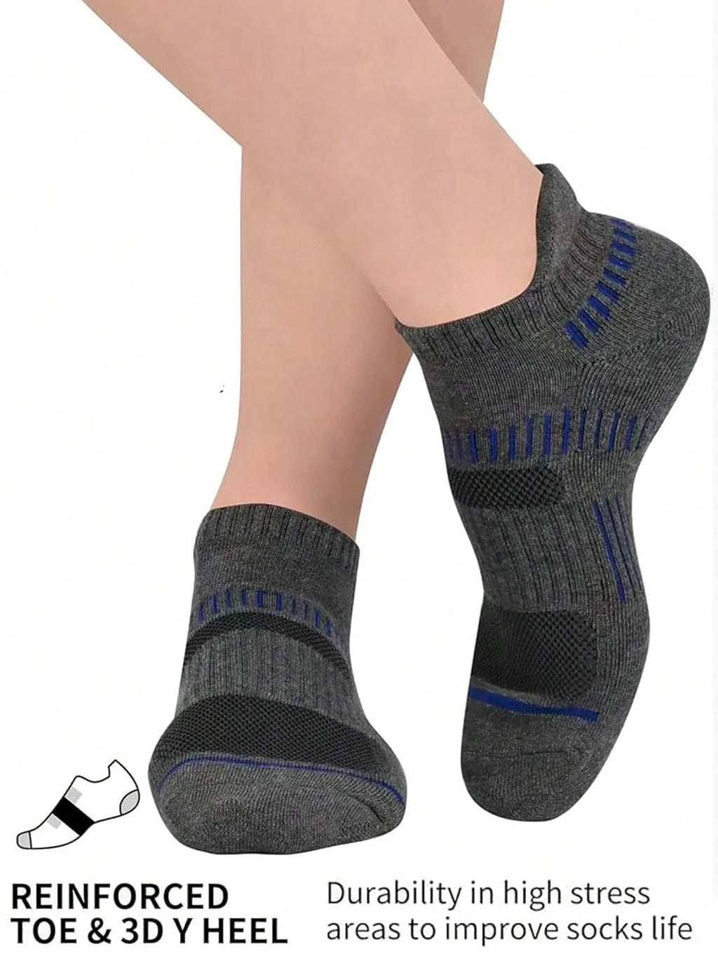 5 Pairs Polyester Elastane Knit Ankle Crew Socks