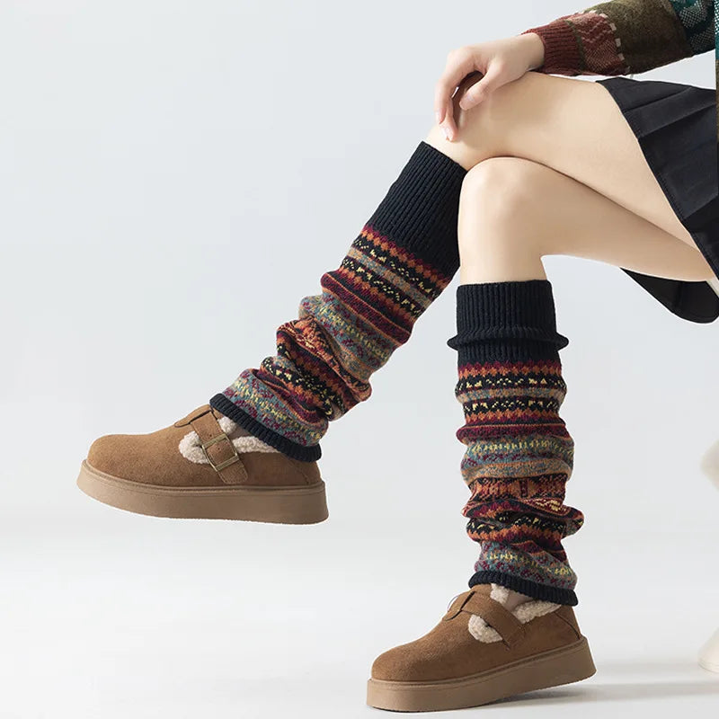 Polyester Bohemian Striped Leg Warmers - 7