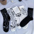 Cotton Blend Abstract Graphic Crew Socks