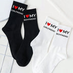 Polyester Blend Matching Couple Crew Socks