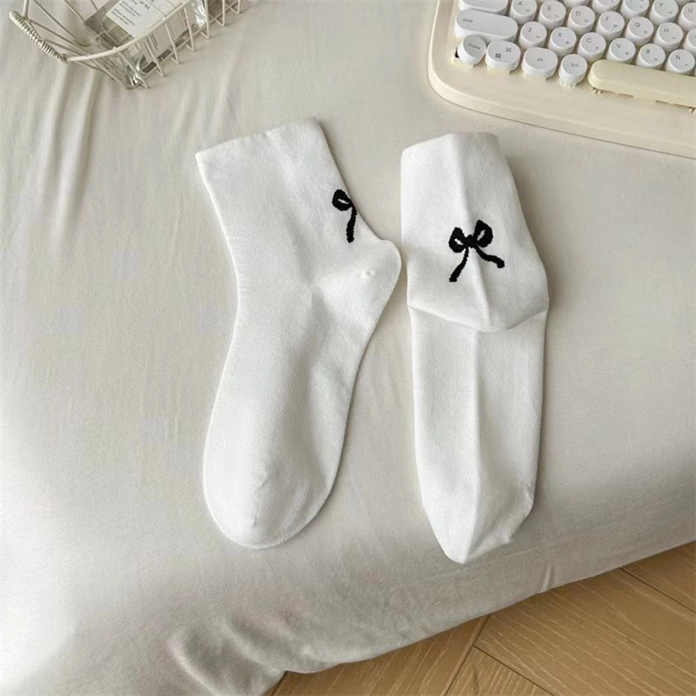 Polyester Elastane Bow Tie Casual Socks
