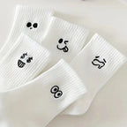 Polyester Blend Cartoon Expression Mid Tube Casual Socks