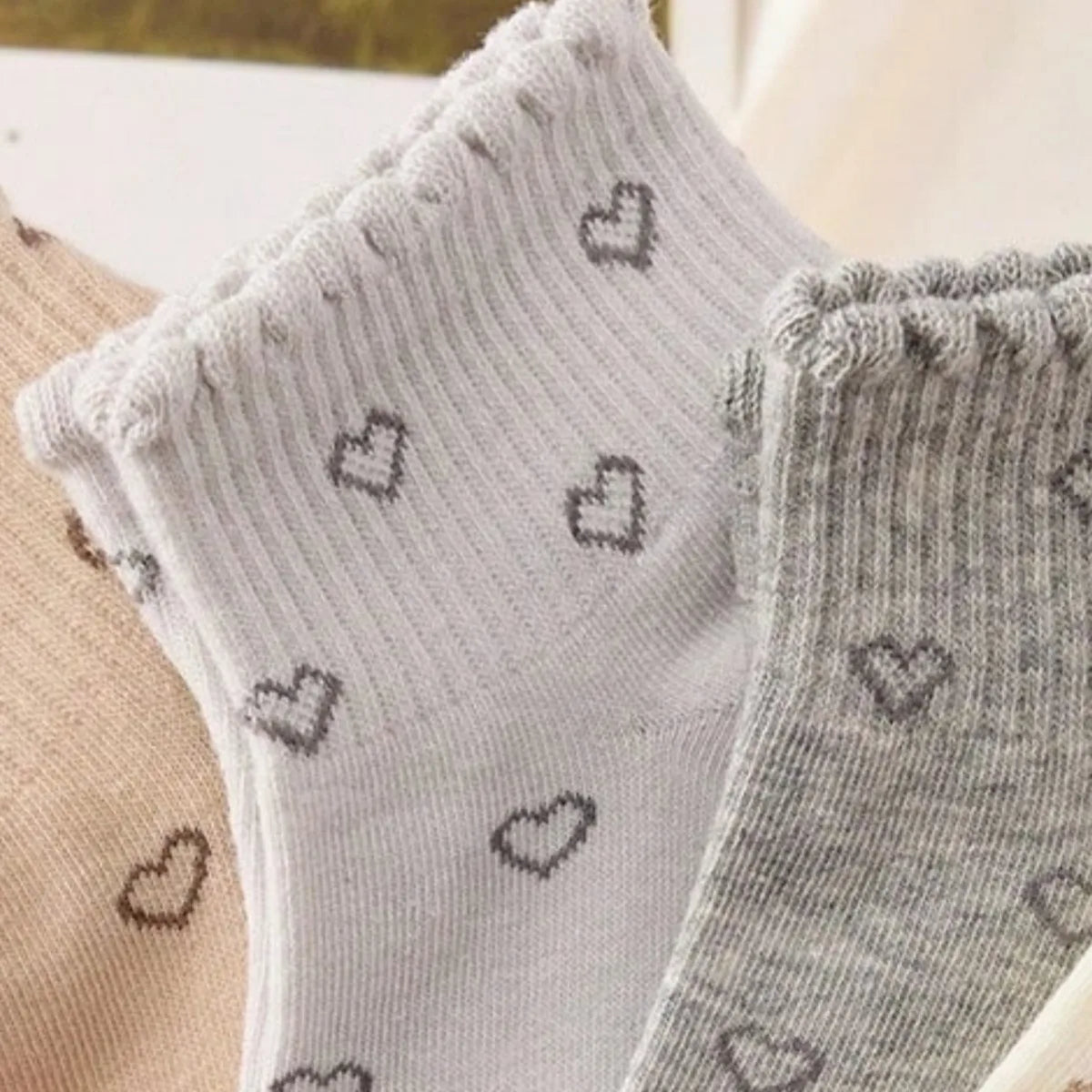 Polyester Elastane Heart Print Casual Socks