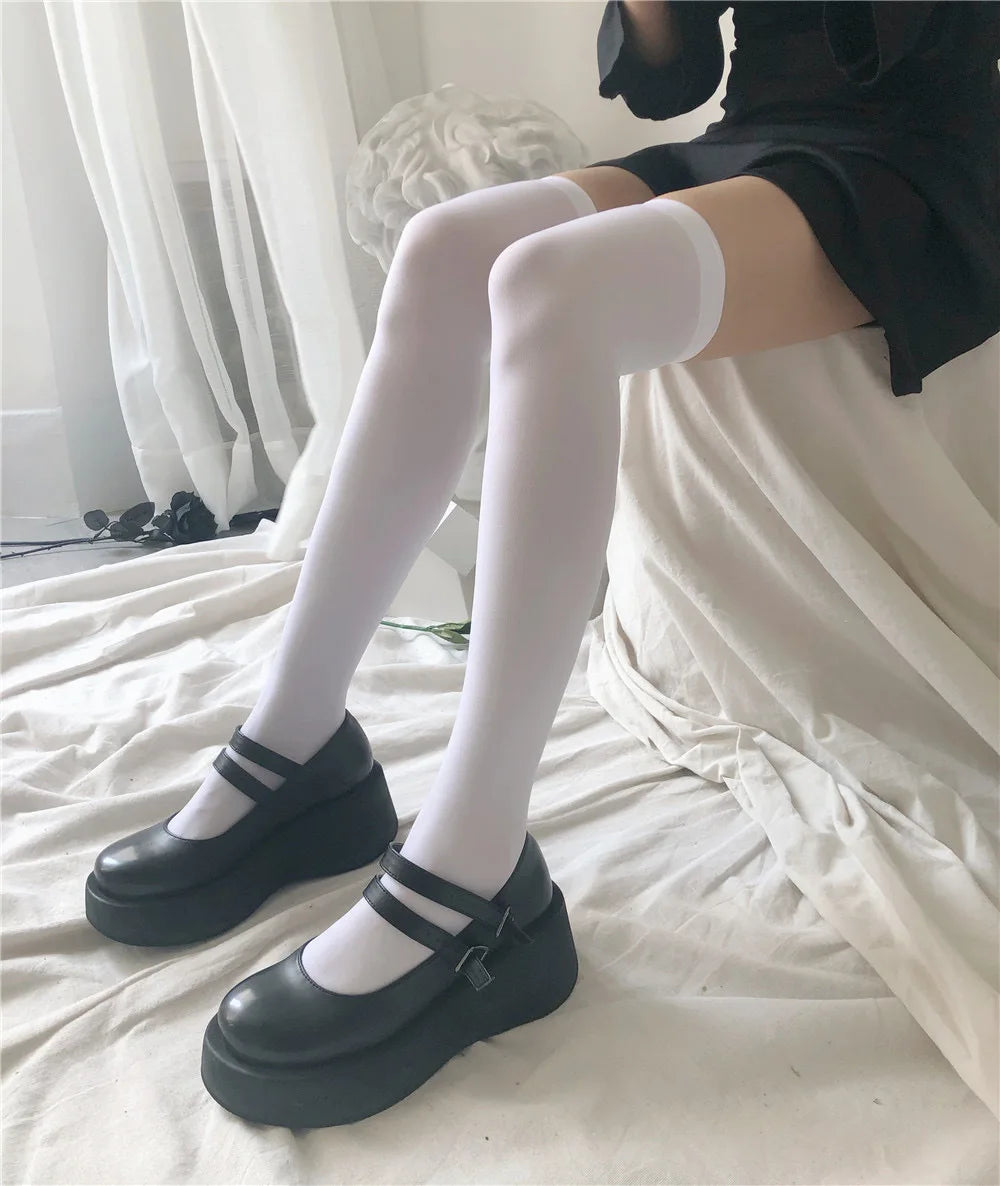 Nylon Polyester Knee High Stockings Solid Color - 10
