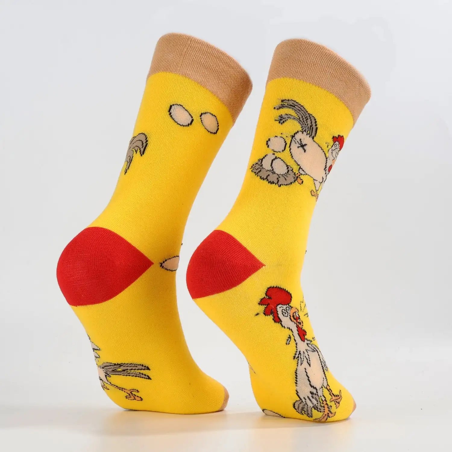 Cotton Blend Hen Pattern Crew Socks - 3