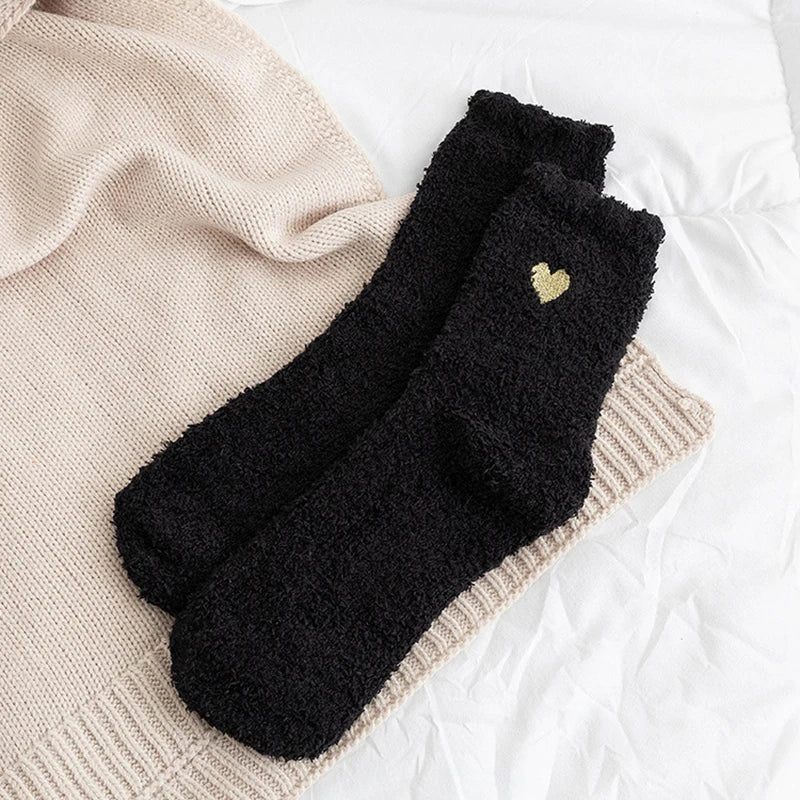 Thick Plush Coral Velvet Mid Tube Socks for Women - 11