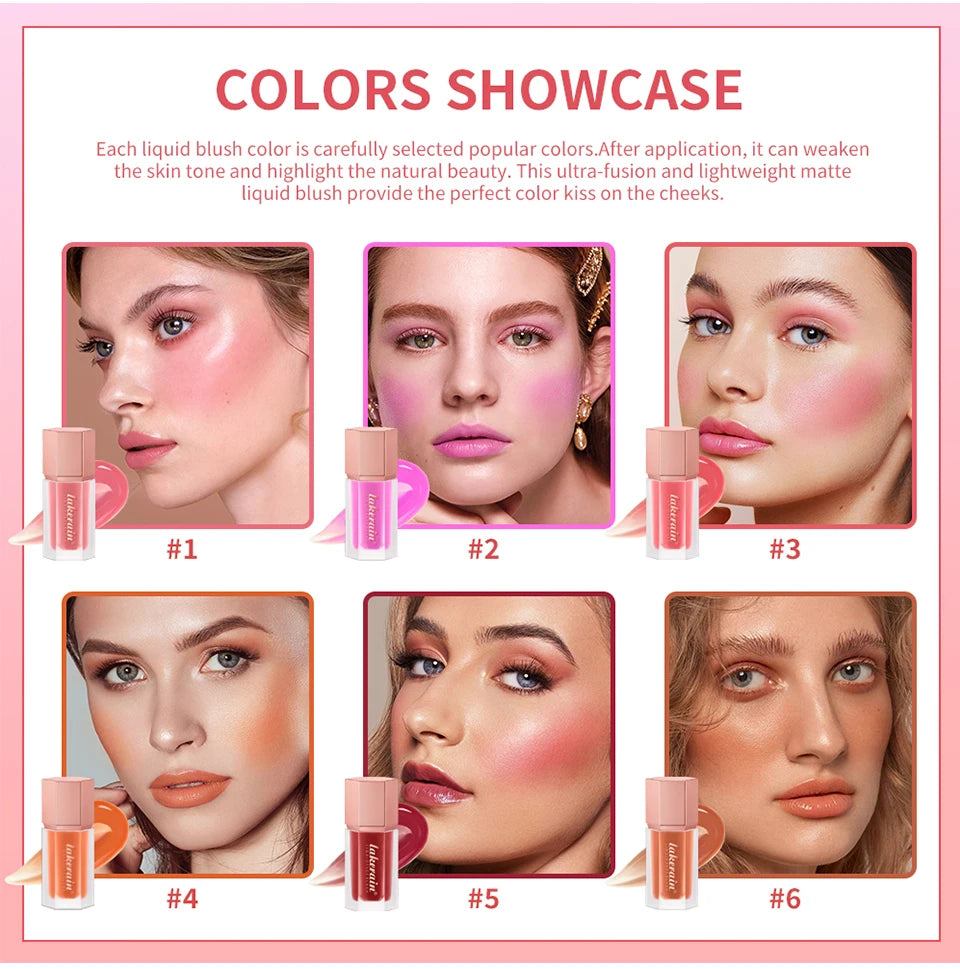Waterproof Velvet Matte Liquid Blush with Mushroom Applicator