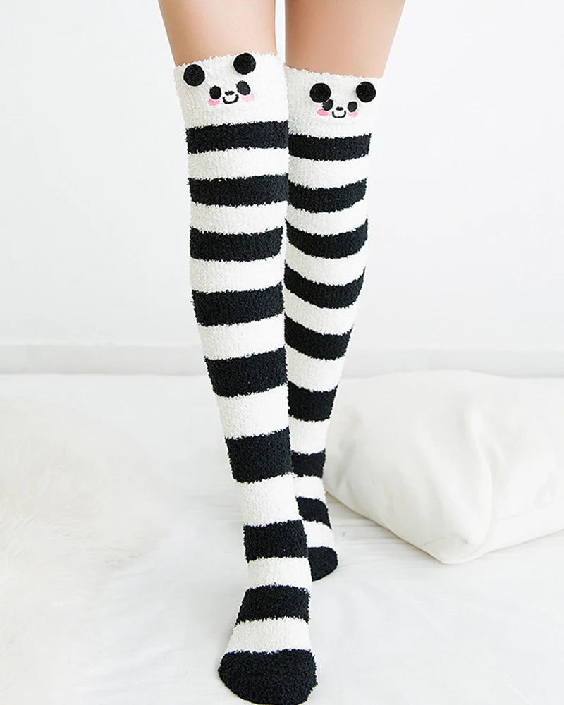 Polyester Elastane Cartoon Over Knee Floor Socks - 7