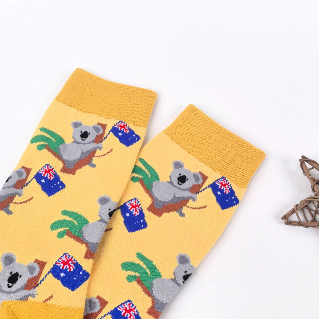 Cotton Blend Koala Pattern Mid Calf Casual Socks