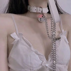 PU Leather Bowknot Bell Choker Necklace with Chain