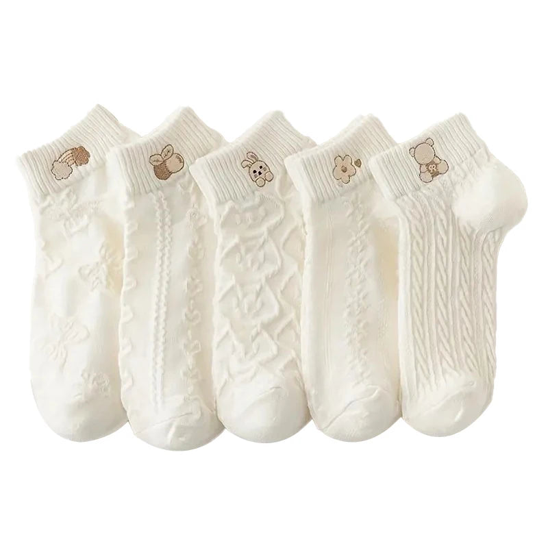 Polyester Elastane Cartoon Print Low Tube Casual Ankle Socks