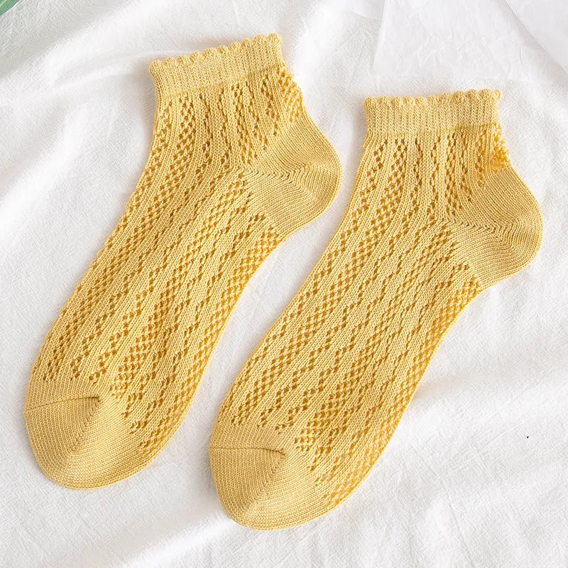 Cotton Polyester Mesh Ankle Socks for Women - 21