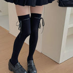 Nylon Elastane Bowknot Thigh High Stockings