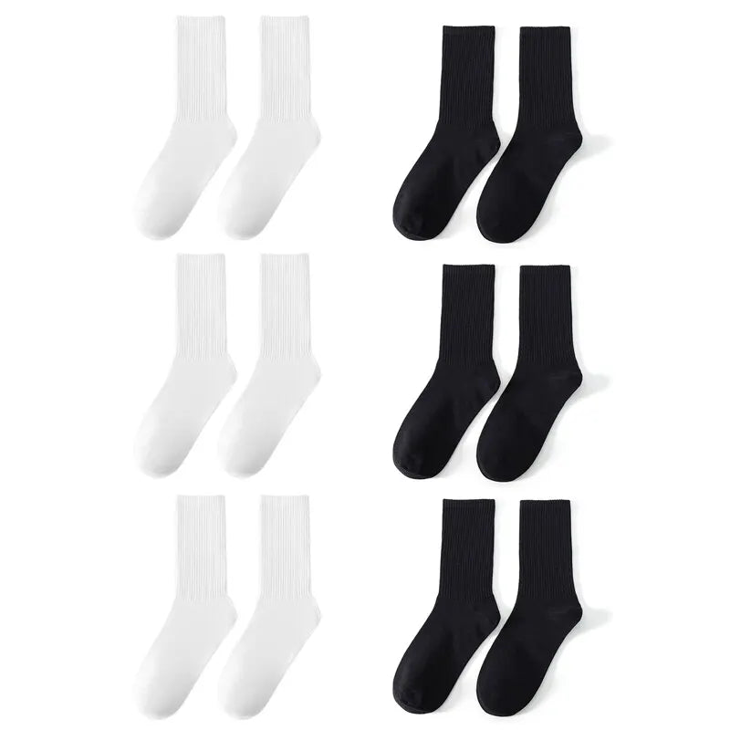6 Pair Polyester Blend Crew Socks Set