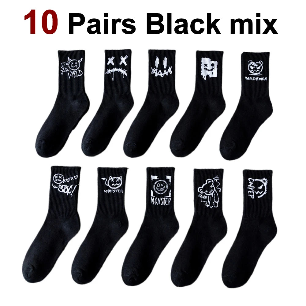 Polyester Spandex Graffiti Crew Socks