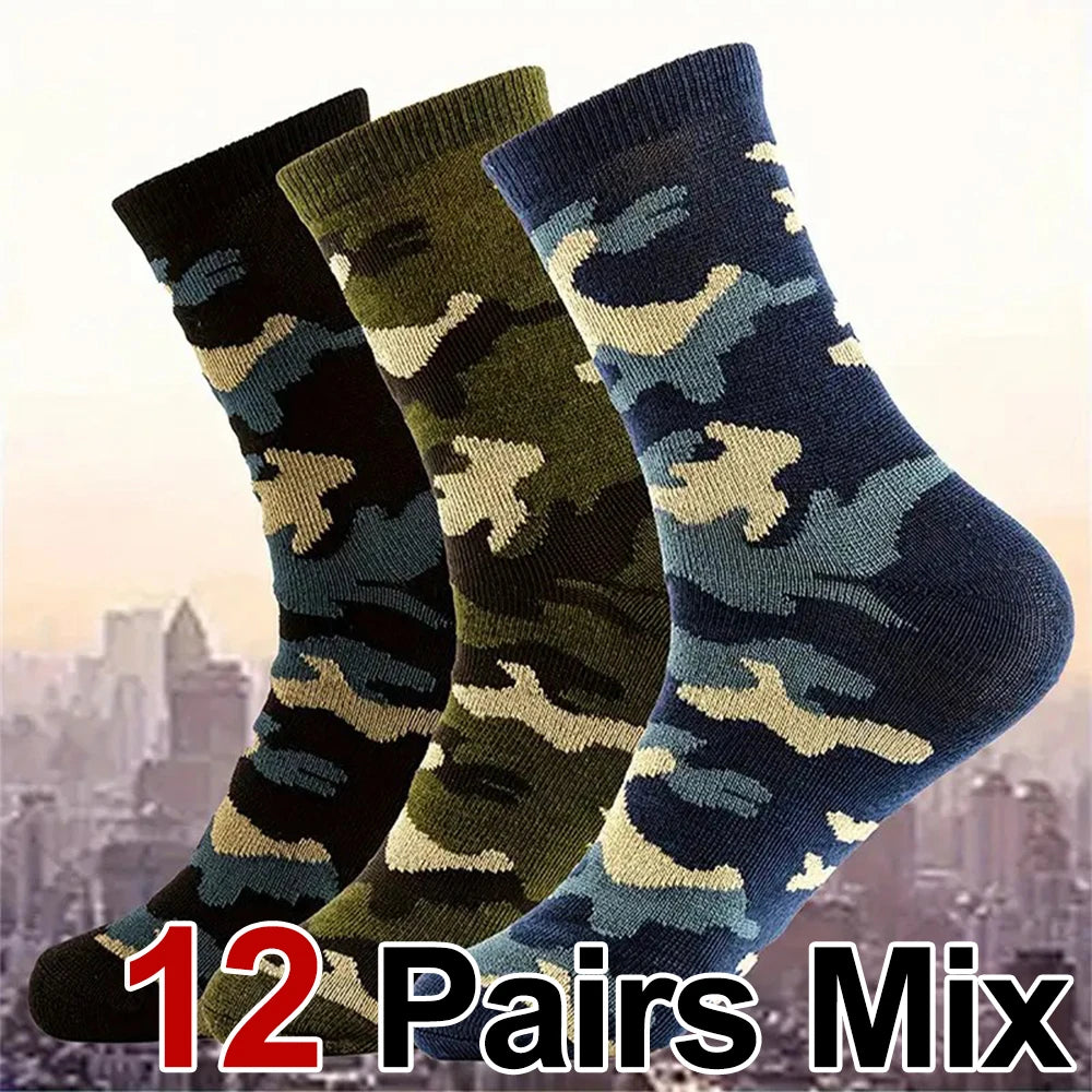 Polyester Elastane Camouflage Crew Socks