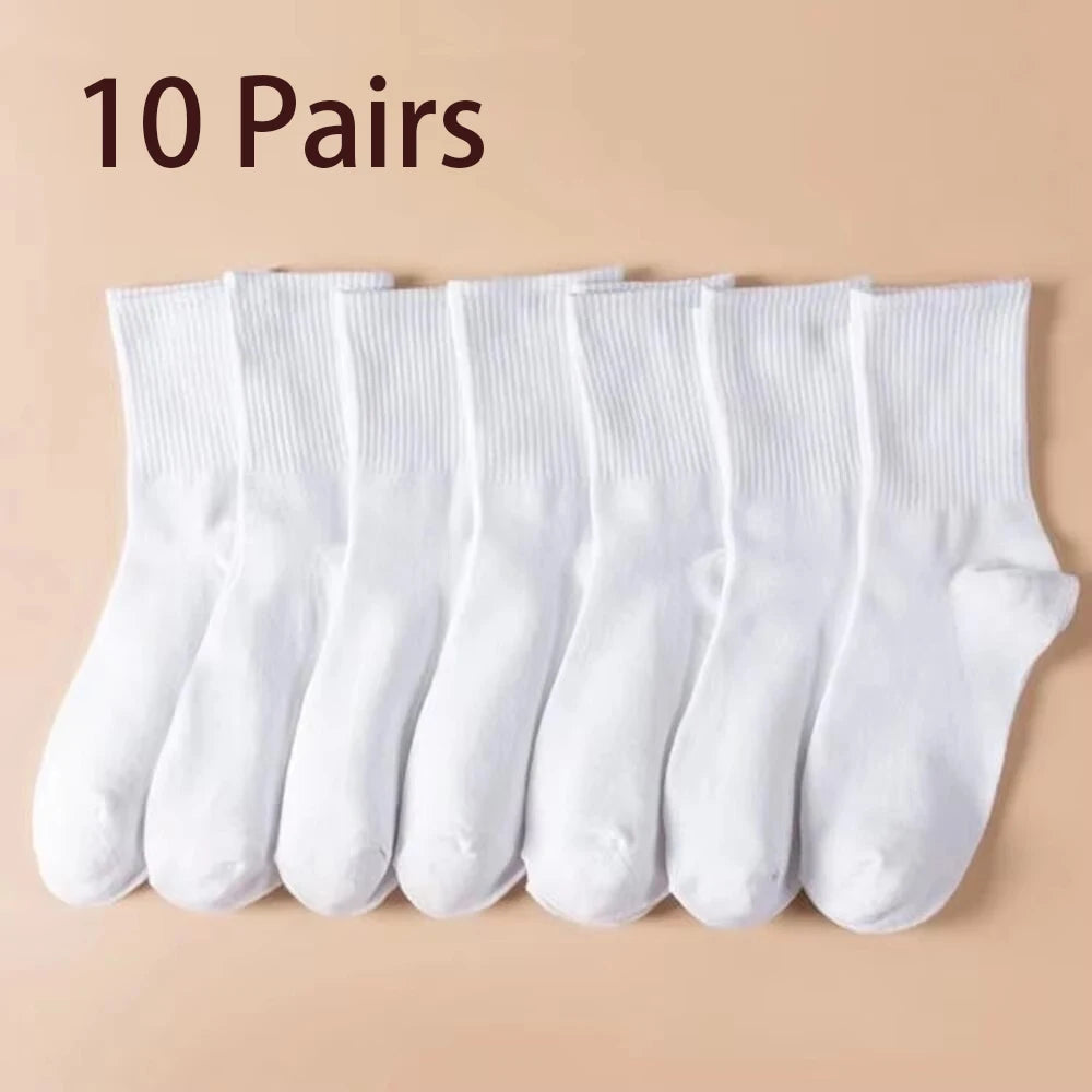 7 Pairs Polyester Elastane Mid Length Casual Crew Socks
