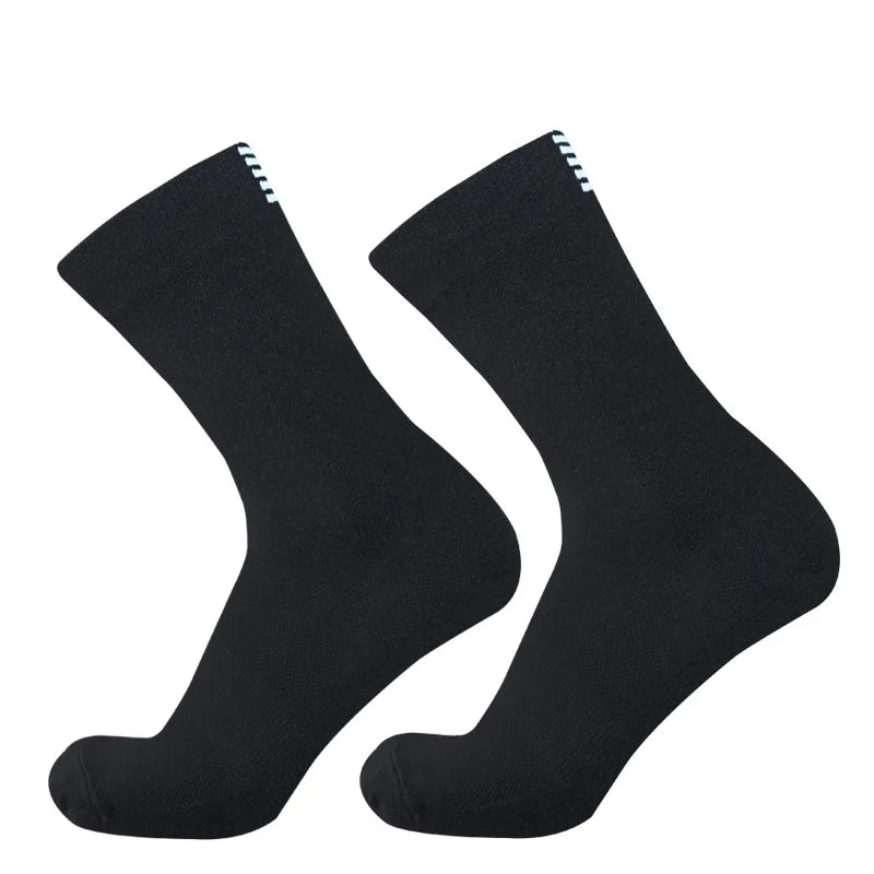 Polyester Elastane Cycling Socks Knee High Breathable Sports Gear