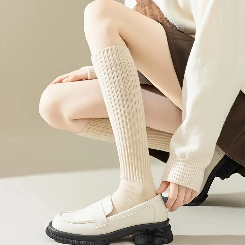 Polyester Elastane Blend Calf Socks for Women