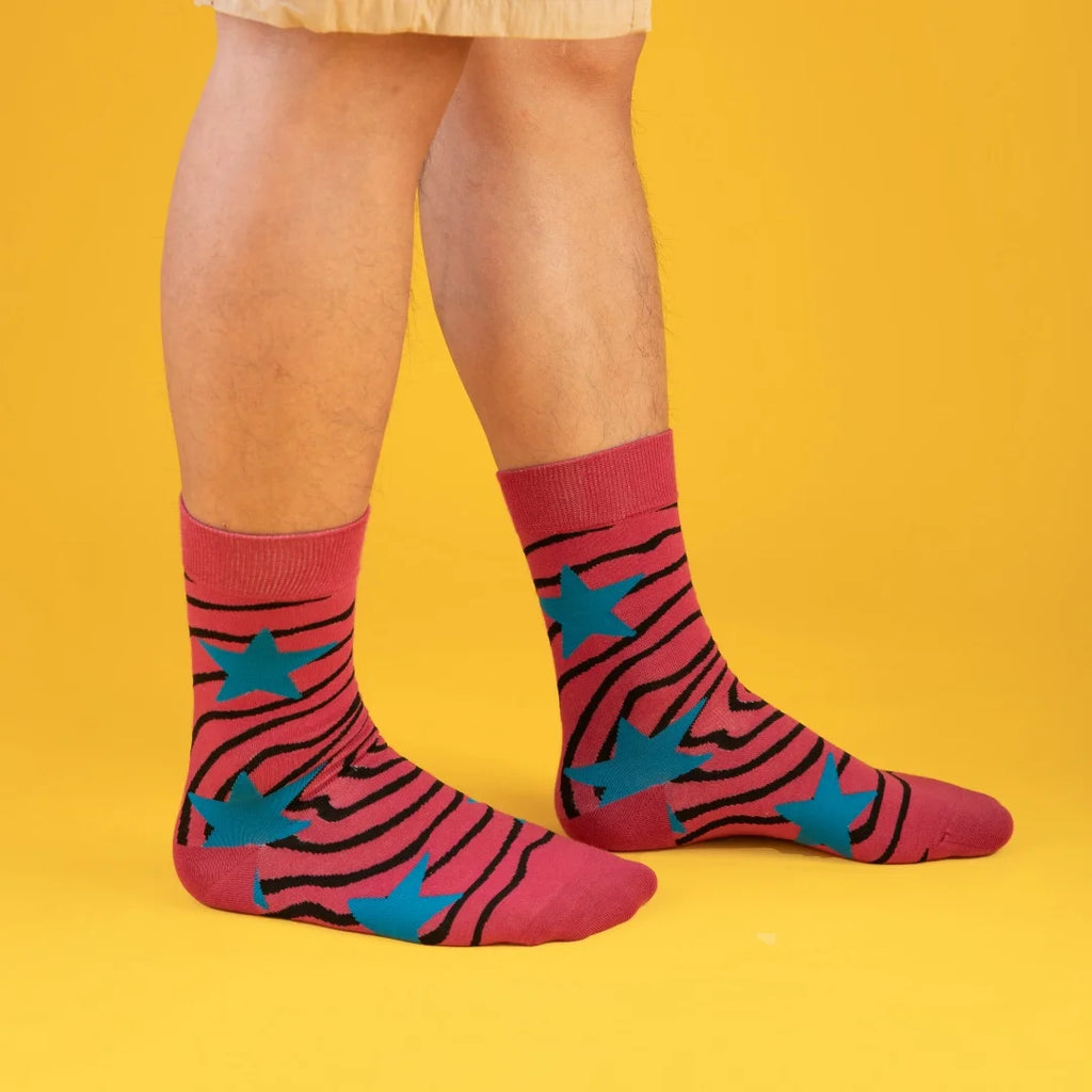Cotton Blend Star Pattern Crew Socks