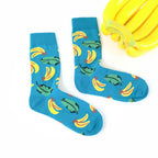 Cotton Blend Banana Print Crew Socks